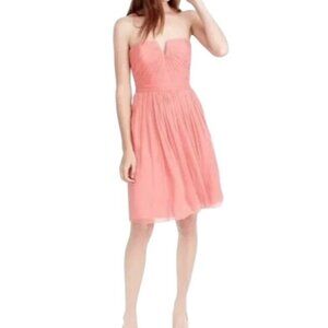 J. Crew Nadia Bridesmaid Pink Strapless Dress Size 2 100% Silk Bodice Lining NWT